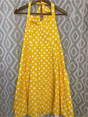 Yellow Polka Dot Halter Dress